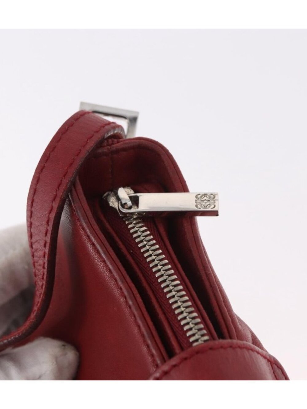 LOEWE Accessory Pouch Leather Red Silver - Picture 7 of 16